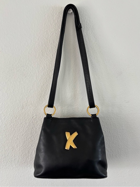Paloma Picasso Handbags - Vintage Petit Paloma Picasso Black Leather Shoulder/Crossbody w/ Gold "X" Logo